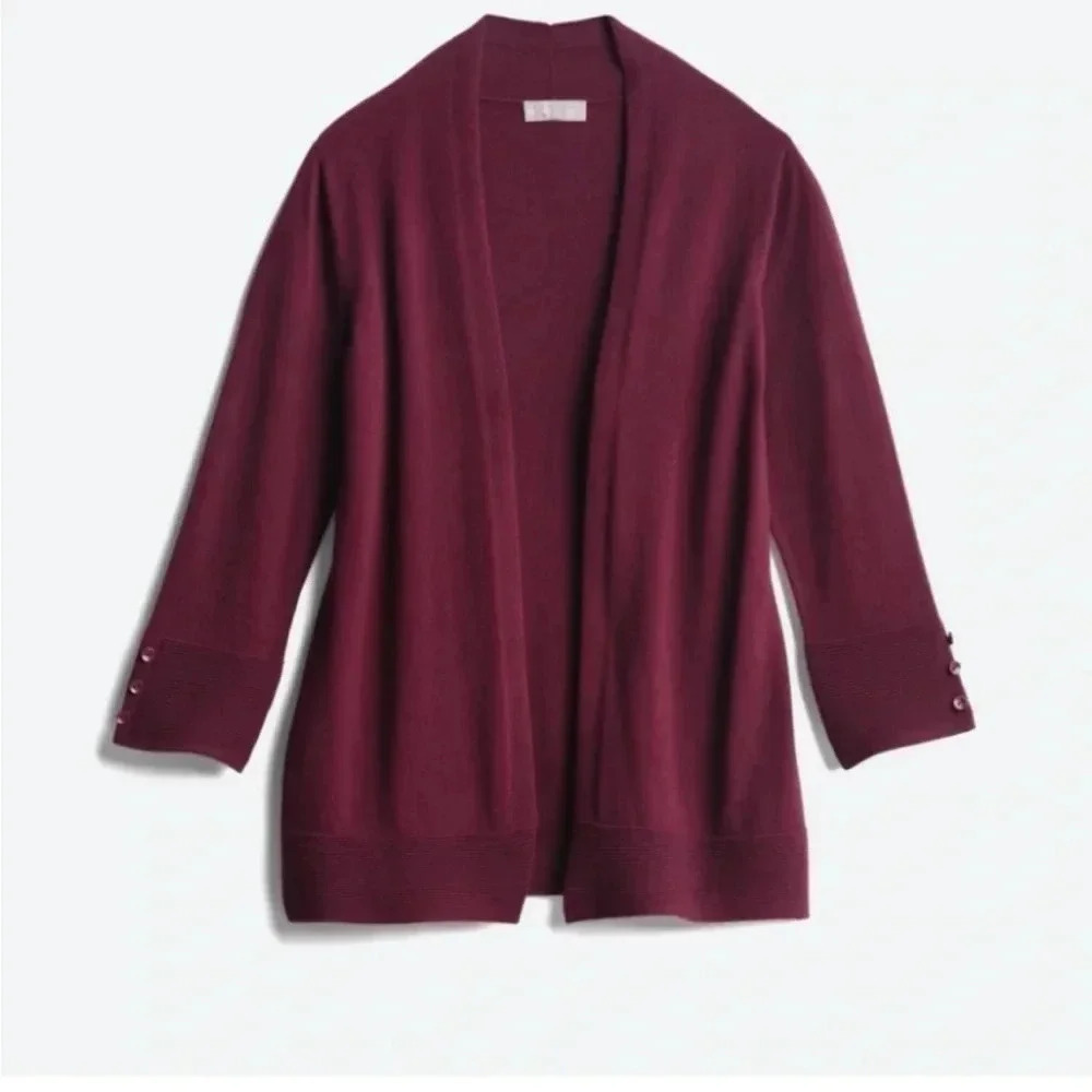 Evolution by Cyrus Open Cardigan Lightweight Super Soft Merlot Size M & XS